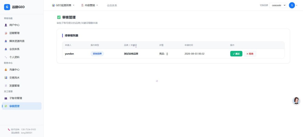 审核管理页面截图